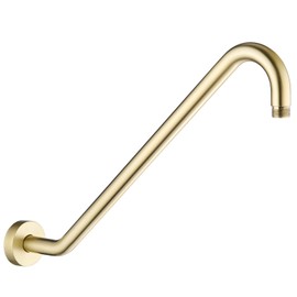 Shower Extension Arm with Flange Uvish 17" Shower Head Riser Pipe, Stainless Steel High Rise Long Neck Shower Head Arm Extender Arm for Rain Shower Head, Standard 1/2" Connection, Brushed Gold