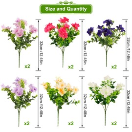 Elecxlink 12 Bundles Outdoor Artificial Fake Flowers UV Resistant Bougainvillea Plants, Faux Plastic Greenery Plants for Indoor Outside Garden Porch Window Box Vase Planter Wedding Decor