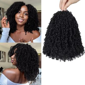 Yanky Twist Crochet Hair 12 Inch 8 Packs 30 Stands/Pcs,Pre-looped Fluffy Spring Mini Twist Passion Twist Black Synthetic crochet braids for black women(12 Inch, 1B)