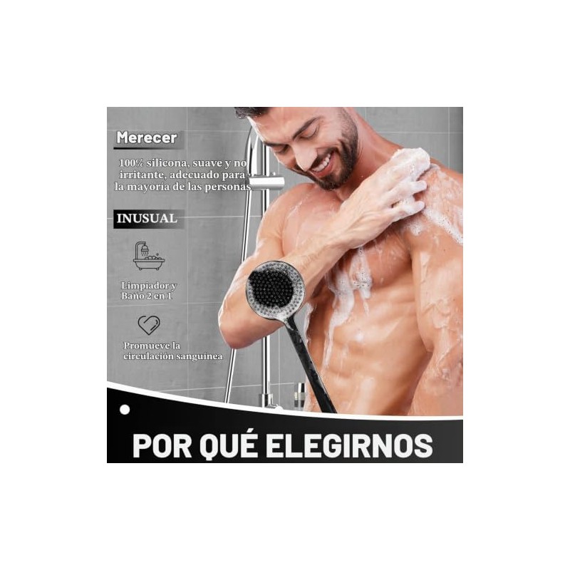 Cepillo de Silicona para la Espalda, Cepillo de Ducha de