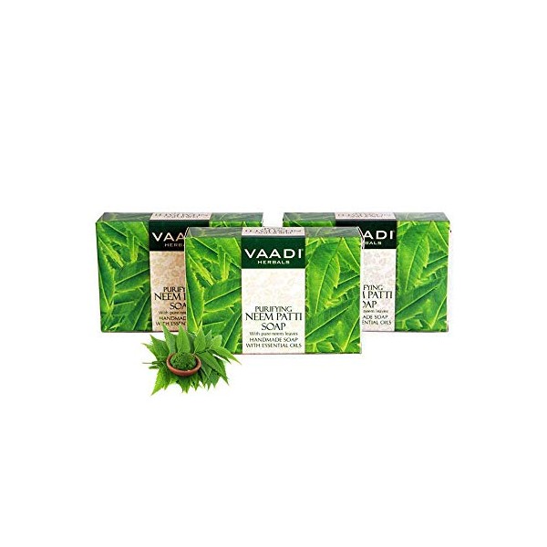Vaadi Herbals Value Pack Of 3 Neem Patti Soap Bar- Contains Pure Neem Leaves 75 Gms X 3
