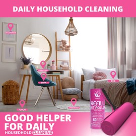 WBM Home Lint Roller, Extra Adhesive and Sticky Sheets, Quickly & Effectively Cleaning Tool, Reusable, Pet Hair Remover – Pack of 2