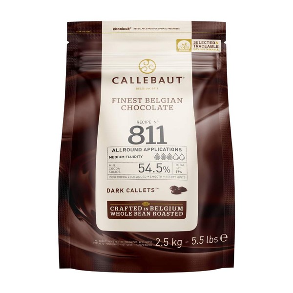 Callebaut Belgian Dark Couverture Chocolate Semisweet Callets, 54.5% - 5.5 Lbs