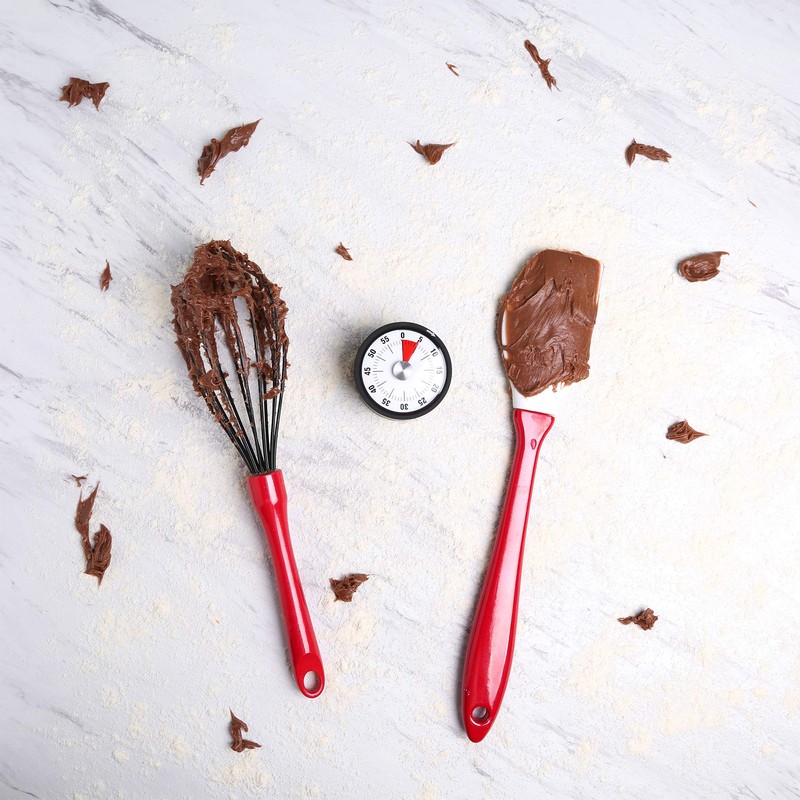 Natural Home Molded Bamboo Silicone Whisk, 12-Inch, Red