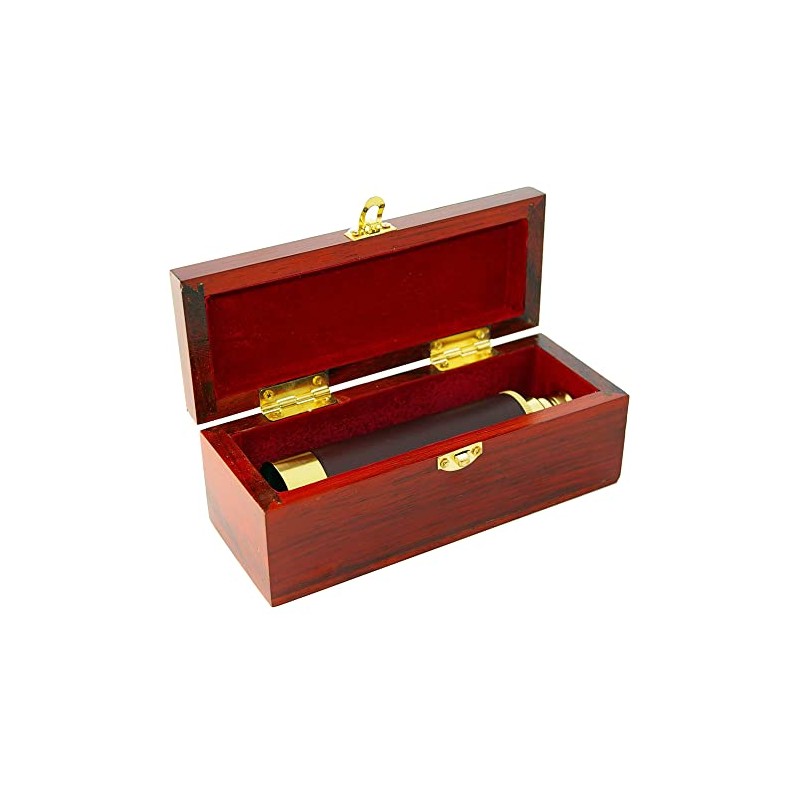 Omegon 12x30 brass pocket telescope with storage box made of