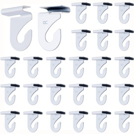 Hotop 60 Pairs Drop Ceiling Hooks for Hanging Ceiling Tile Hooks Aluminum Suspended T-bar Metal White Heavy Duty Right and Left Grid Clips Hanger for Classroom Office School Decoration