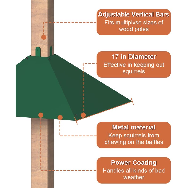 Khordin Metal Squirrel Baffle for 4x4 Post, Outside Wooden Pole