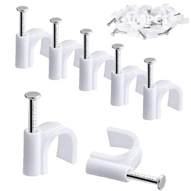 100PCS Round Cable Clips, 6MM Electrical Cable Wall Clip Cable Nail Clips Management, Wire Tidy Clips Pins Cable Tacks for Ethernet, Electrical Cables, Wires