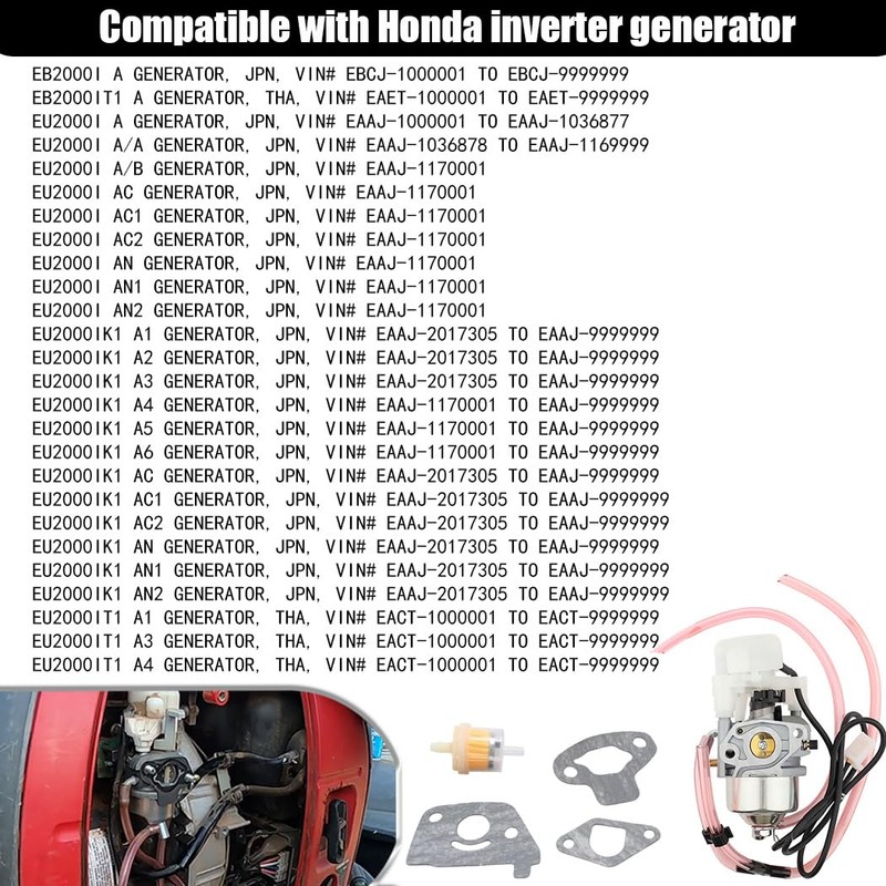 EU2000I 16100-Z0D-D03 Carburetor Compatible with Honda EB2000I EB2000iT1 EU2000iK1 EU2000iT1