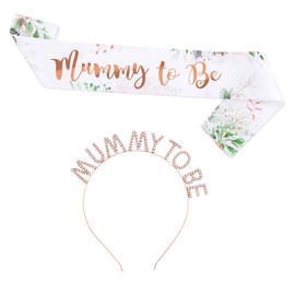 2 PCS Mummy To Be Sash and Tiara, Mummy to Be Sash, Mummy to Be Sash Sage Green Baby Shower Sash for Mum to Be, Baby Shower Sash Decoration for Gifts to Mum Accessories Decor Favour Party Supplies