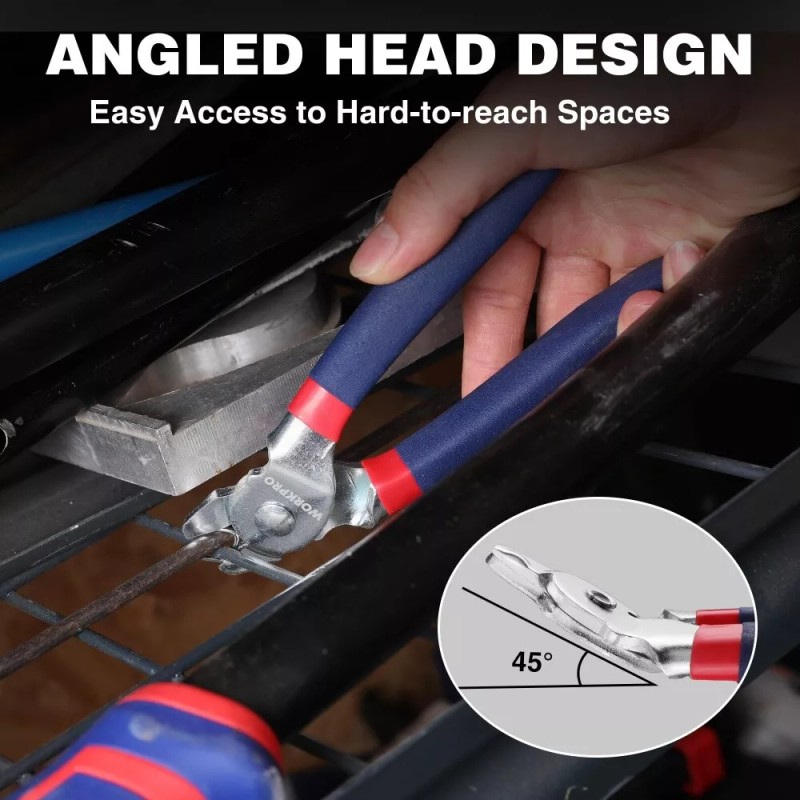 WORKPRO Bent Hog Ring Pliers with 500 Pcs 3/4" Hog