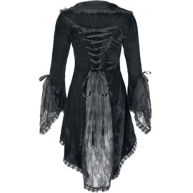 Gothicana by EMP Ladies Black Velvet Look Cardigan with Lace Detail, black