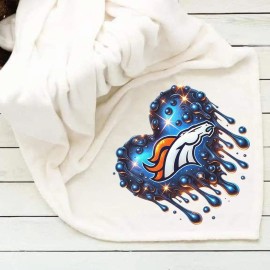 Handmade Fleece Blanket 50x60 Broncos Heart Football Theme Custom Photo Throw Blanket