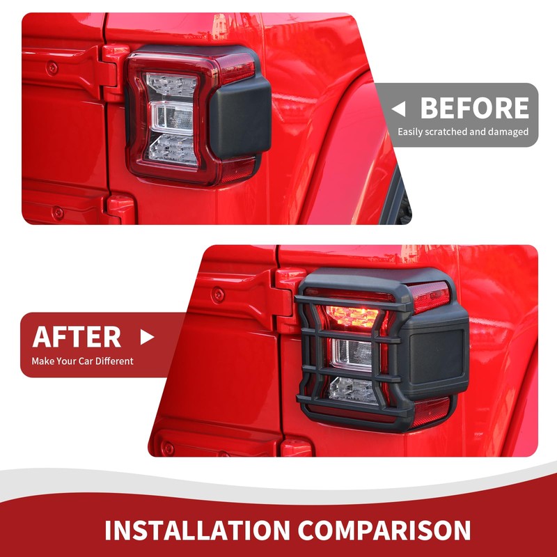 RAZPOY JL Tail Light Covers, Rear Light Lamp Guards Trim