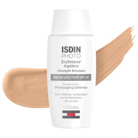 ISDIN Protector Solar Mineral Con Color Eryfotona Ageless Para Rostro, Fps 50. Su Fórmula Con Óxido De Zinc Ayuda A Reparar Los Daños Causados Por El 