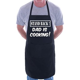 Print4U Stand Back Dad Is Cooking Fathers Day BBQ Cooking Novelty Apron Black
