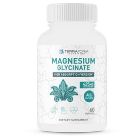 Advanced Magnesium Glycinate Capsules 425mg per Serving, 100% Chelated, 30 Servings – Made in USA – 1 Month