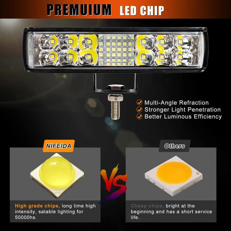 Par 7''faros Led Auxiliares 188w Triple-fila 8000k 34led