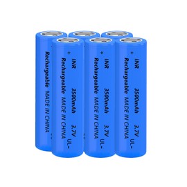 Yuntunele Battery for 6 PCS 3.7 Volt 18650 Rechargeable Battery 3500mAh Genuine18650 Flat Top Flashlight Battery for Headlamps, Doorbells, Handhold Fan etc