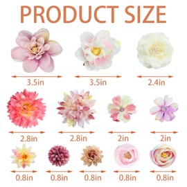 21 PCS Hair Flower Clips Women Girls Boho Hair Barrettes Pink Accessories Floral Rose Bride Headpiece Spring Wedding Festival