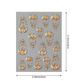 4 Sheets Gold Flower Nail Art Stickers, 5D Embossed Acrylic Decals French Carving Floral Heart Tree Self-Adhesive Nail Art Supplies for Women Girls Designs DIY Manicure Decoration