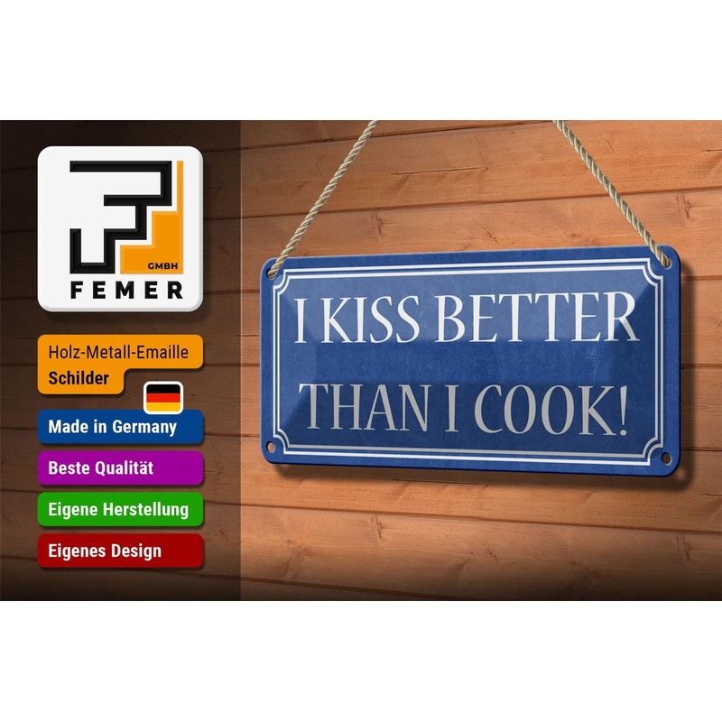 FEMER Tin Sign Saying 27 x 10 cm I Kiss