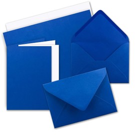 10 x Folding Cards Set DIN A5 Royal Blue/Royal Blue with Envelopes DIN C5 and Matching Inserts in White Blank Folding Cards 14.8 x 21 cm