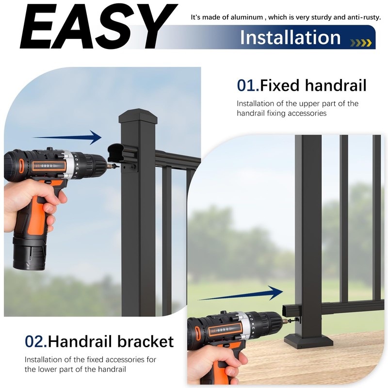 Egadis 4 Pack Aluminum Deck Railing Bracket Connector with Level