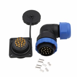 HangTon HE29 16 Pin Male Female Right Angle Connector Outdoor Marine Electric Round Soldering Cable Connector Panel Mount Socket 10A Current Waterproof Quick-Disconnect