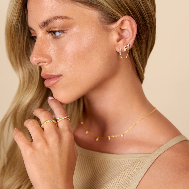 PAVOI 14K Gold Flat Backs (Hamsa, Rose Gold)