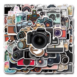 55Pcs Camera Stickers Pack, Photography Aesthetic Waterproof Vinyl Stickers and Decals for Scrapbook Laptop Luggage Phone, Bike,Teens Adults Kids Gifts(Camera)