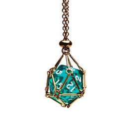 Rollooo Interchangeable D23 Dice Holder Necklace - Gold Empty Cage - DND Gift