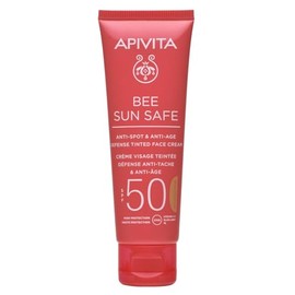 Apivita Bee Sun Safe Crema Antiedad y Antimanchas con color Dorado SPF50 50ml - Protector solar con propleo, algas marinas, hinojo marino - Proteccin 