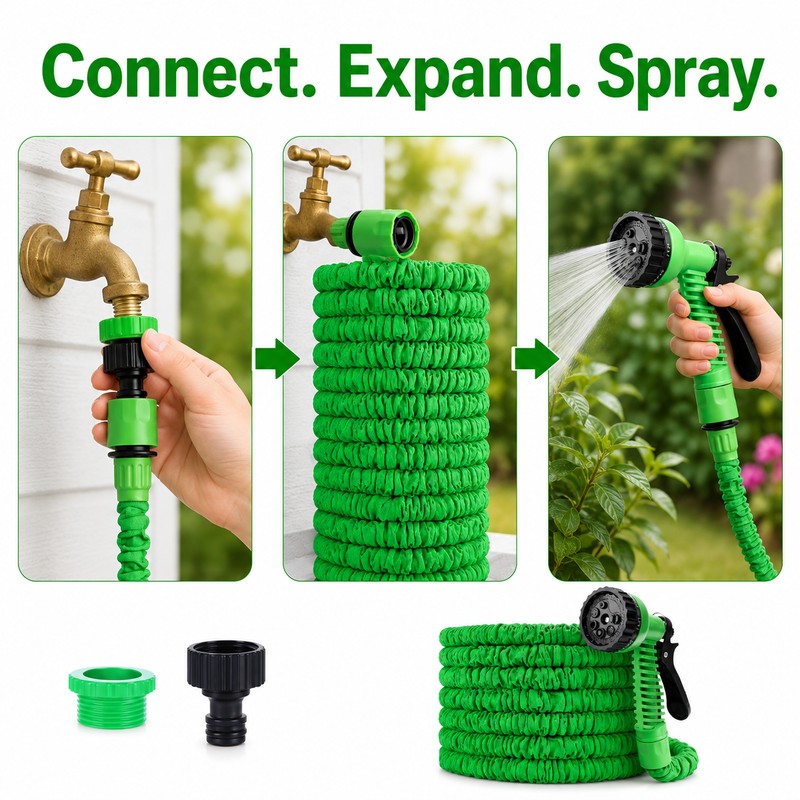 Expandable Garden Hose for Watering & Outdoor Cleaning - Lightweight