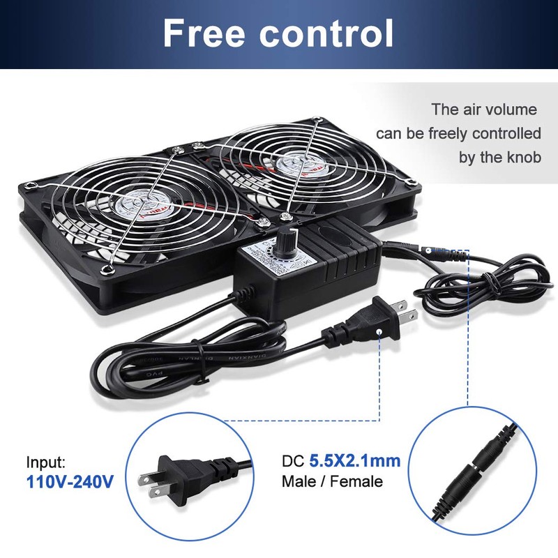 Wathai Big Airflow 2 x 120mm 240mm Computer Fan with