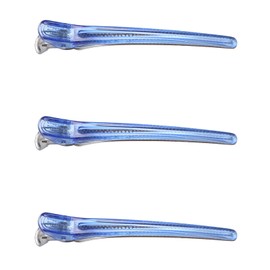 KISARG Duck Curl Hair Clip, Hairpin for Professional Hairdressers, Bangs, Unisex, Size L, 4.8 Inches (12.3 cm), Set of 3, Transparent Blue