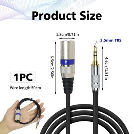 brileze 3.5mm Jack to XLR Cable 1/8 Inch XLR to Mini Jack Cable Aux Stereo to XLR Male Adapter Microphone Cord - 50cm for Speaker Wire, Audio Sound Consoles, Recording Studio, Black