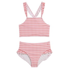 vineyard vines Girls Ruffle High Neck Bikini, Cayman Gingham