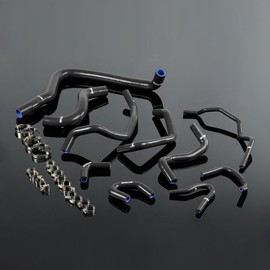 PIT66 Silicone Radiator Hose Kit,Compatible with 1990-1993 Honda Accord CB7 F22A F20A Black with Clamps
