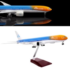 24-Hours 18” Collection Model Airplane Statue Scale 1:130 Airplane Model Holland 777 with LED Light(Touch or Sound Control) for Decoration or Gift