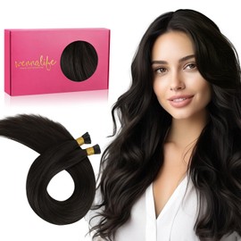 WENNALIFE I Tip Real Hair Extensions, 50 g, 50 Strands, 45 cm, Dark Brown Hair Extensions, Bonding Real Hair Extensions, Professional Hair Extensions, Invisible Straight Straight Real Human Hair