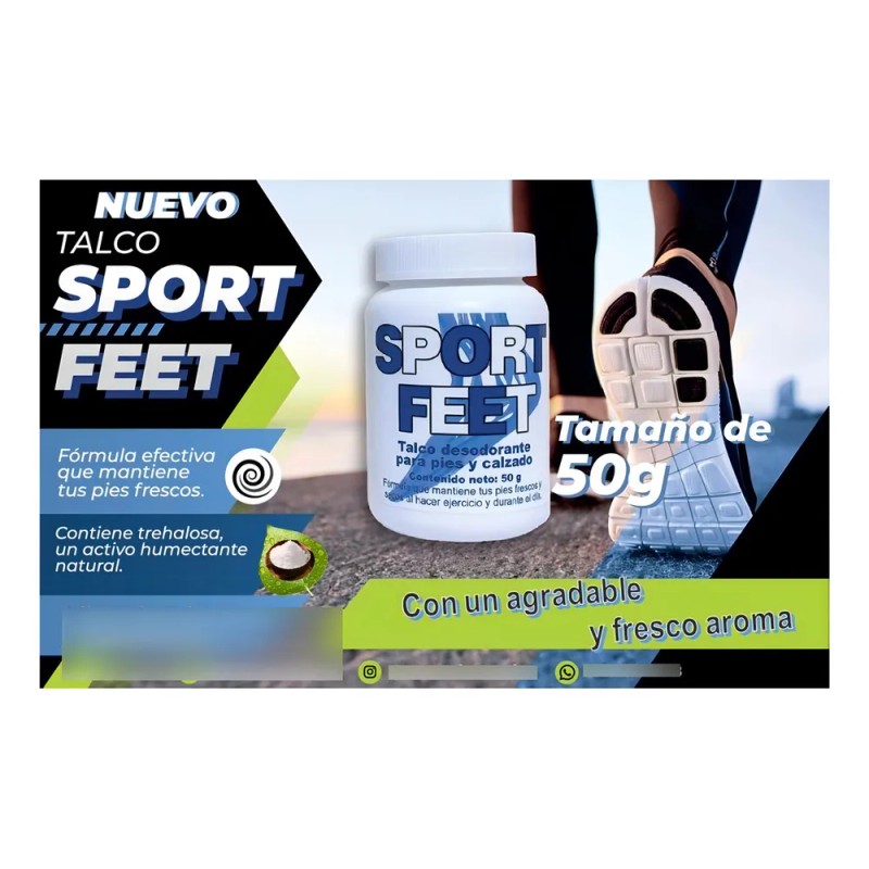 Talco Con Aroma Fresco Para Pies Sport Feet 50g