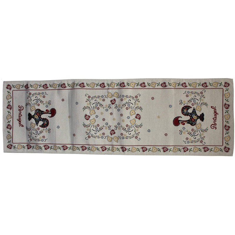 Traditional Portuguese Rooster Beige Table Runner