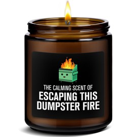 Funny Farewell, Leaving, Goodbye, New Job Retirement Gifts for Coworker - Sarcastic Dumpster Fire Candle Gift for Women, Men, Boss - Friend Moving Away Housewarming Gifts