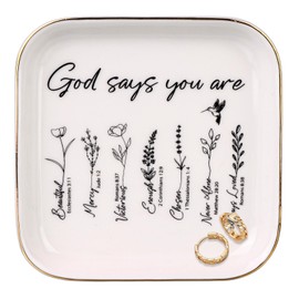 Haishell Christian Gifts for Women Religious Faith Jewelry Tray God Says You are Baptism Confirmation Communion Ring Trinket Dish for Adult Mother's Day Favors