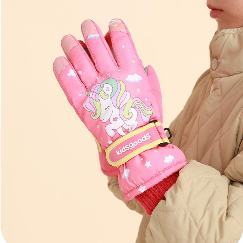 Kids Winter Gloves Waterproof Snow Ski Gloves Cartoon Windproof Warm