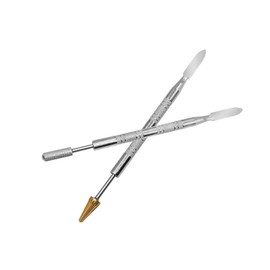 YFFSFDC Brush Paint Pen Shape Leather Craft Leather Tool Ends Spatula Roller Work Tool Rotation Type Dual Use Wax Brush Model Making Craft Stainless Steel Silver (Set of 2)