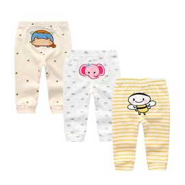 Unisex Newborn Baby Cotton 3-Pack Pants Embroidery Pringting Casual Leggings 0-24 Months for Boys and Girls