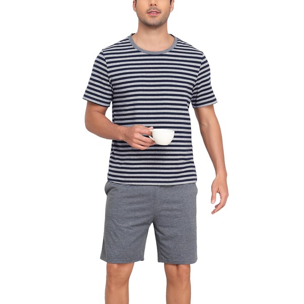 Sopesil Pyjamas for Mens Sets Short Sleeve Men's Pjs Cotton