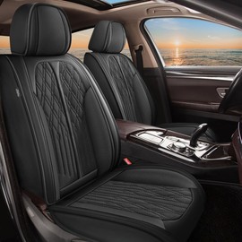 DISUTOGO Full Set Car Seat Covers Fit for Honda Pilot 2005-2016 Breathable Faux Leather Waterproof Seat Cushion with Airbag Compatible Automotive Interior Accessories (Black)-2 Rows 5 Seats